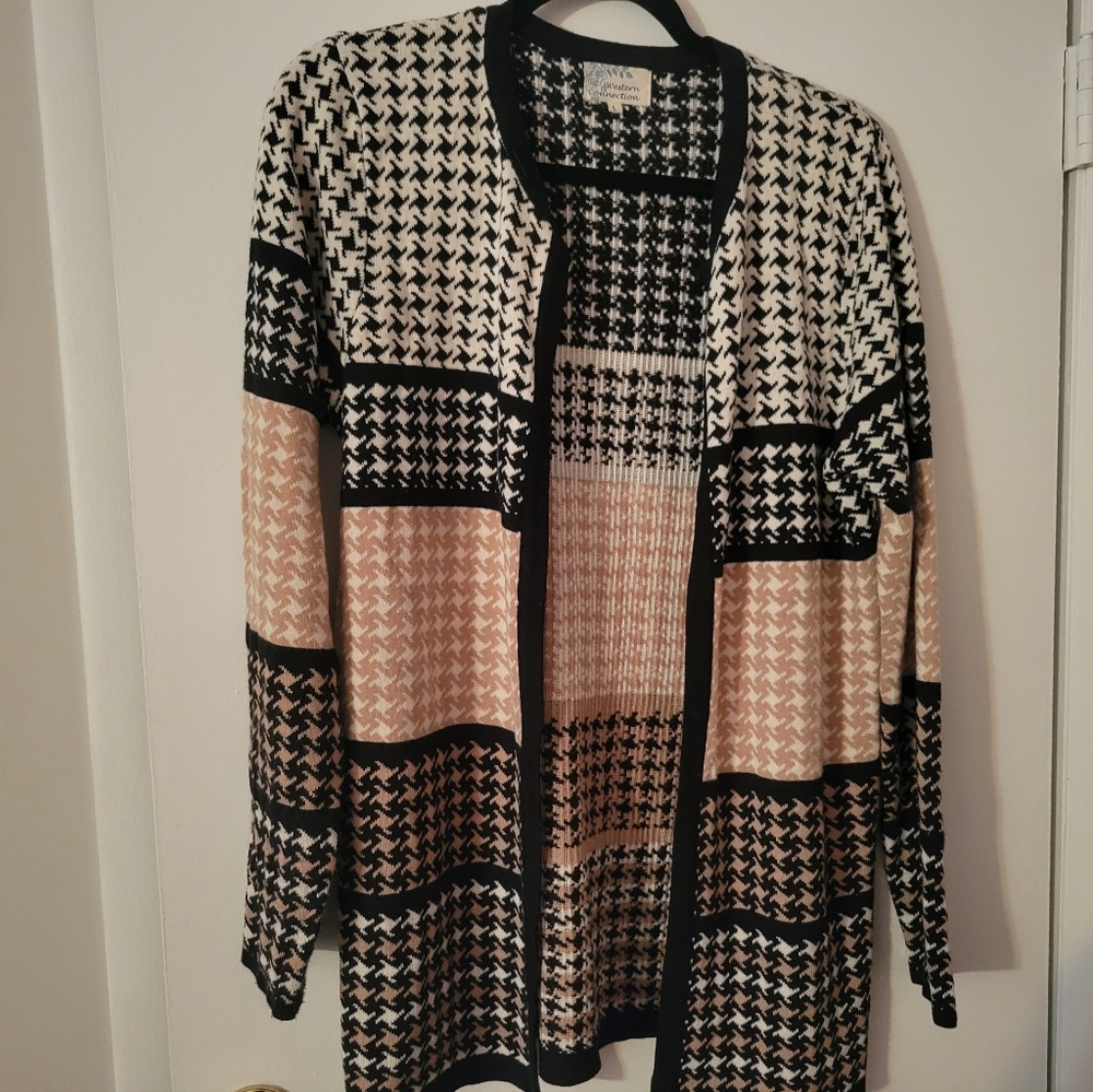 Pink White and Black Cardigan